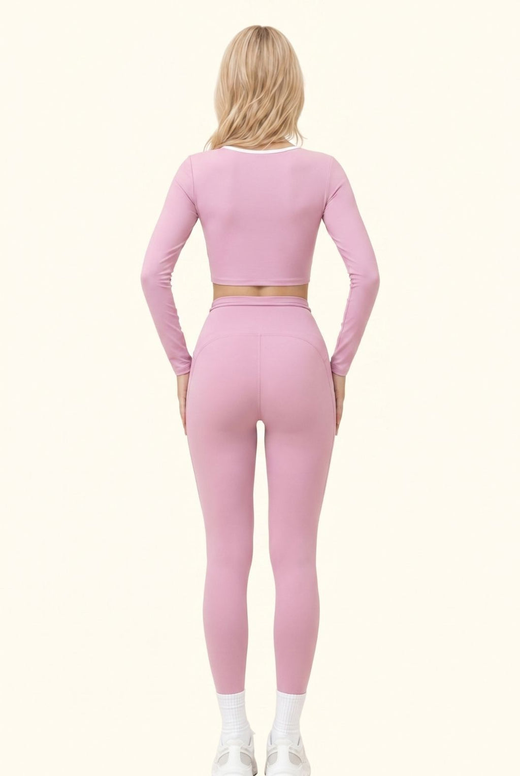 Contrast Trim Ribbon Yoga Matching Set