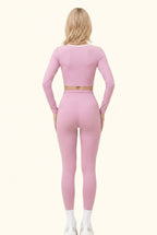 Contrast Trim Ribbon Yoga Matching Set