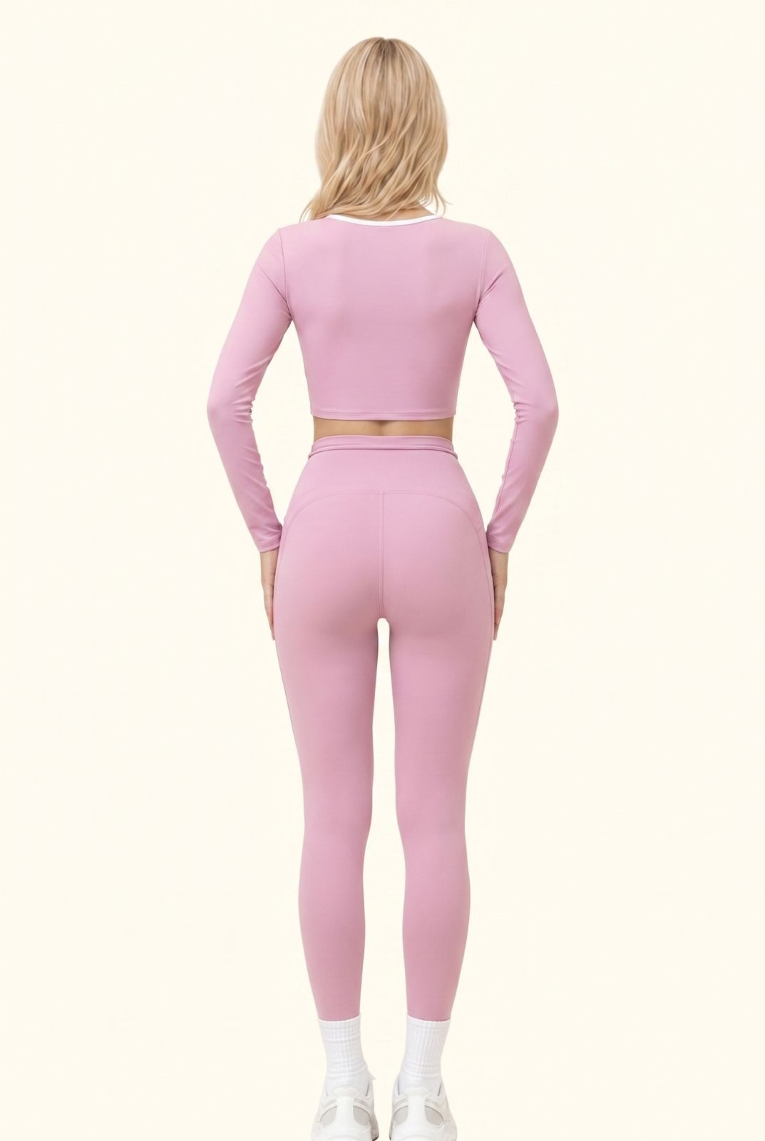 Contrast Trim Ribbon Yoga Matching Set