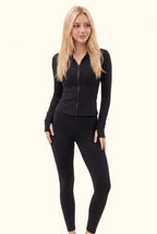 Sculpted Contour Zip Jacket & Flared Studio Pant Set
