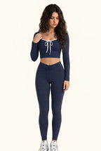 Contrast Trim Ribbon Yoga Matching Set
