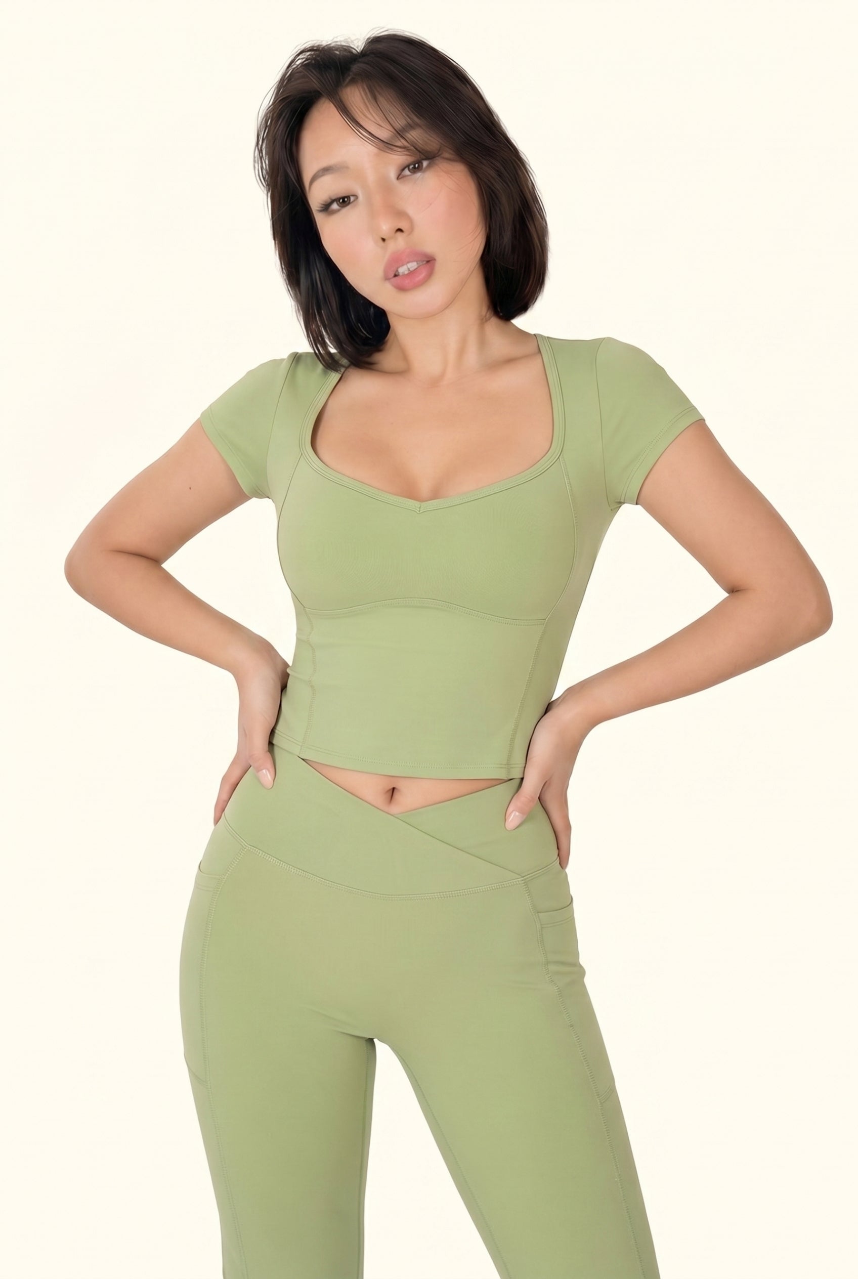 Cap Sleeve Top and Flare Legging Matching Set