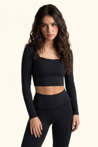 Ballet Ruffled Trim Sculpt Long Sleeve Active Set