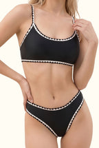 Contrast Trim Scoop Bikini Set