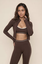 Ningyu 3PCS Set de yoga para mujer Chándal Cremallera Manga larga Traje de gimnasio Transpirable Ropa deportiva Ropa de entrenamiento para mujer
