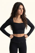 Ballet Ruffled Trim Sculpt Long Sleeve Active Set
