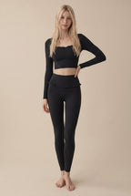 Ballet Ruffled Trim Sculpt Long Sleeve Active Set