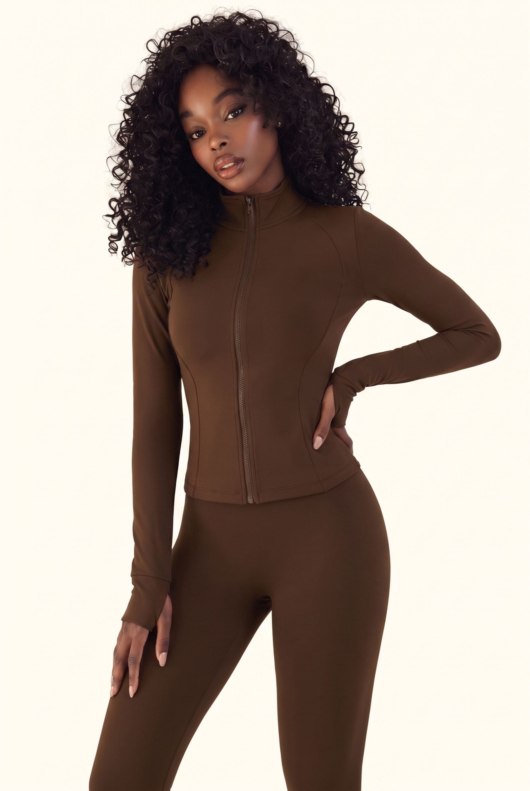 Sculpted Contour Zip Jacket & Flared Studio Pant Set