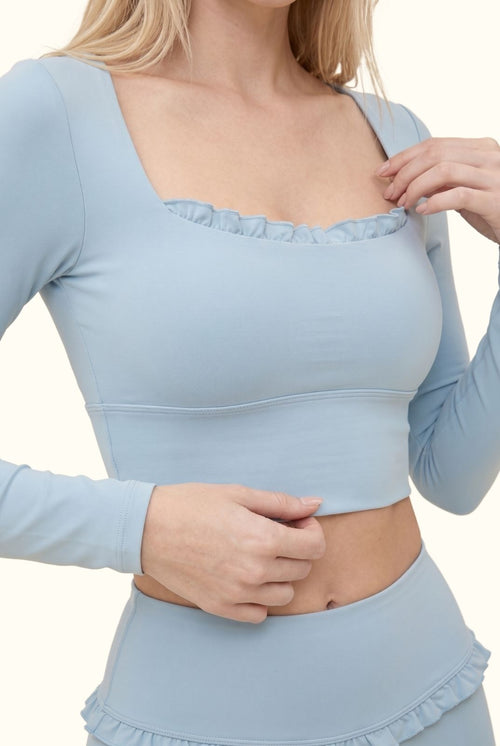 Ballet Ruffled Trim Sculpt Long Sleeve Active Set