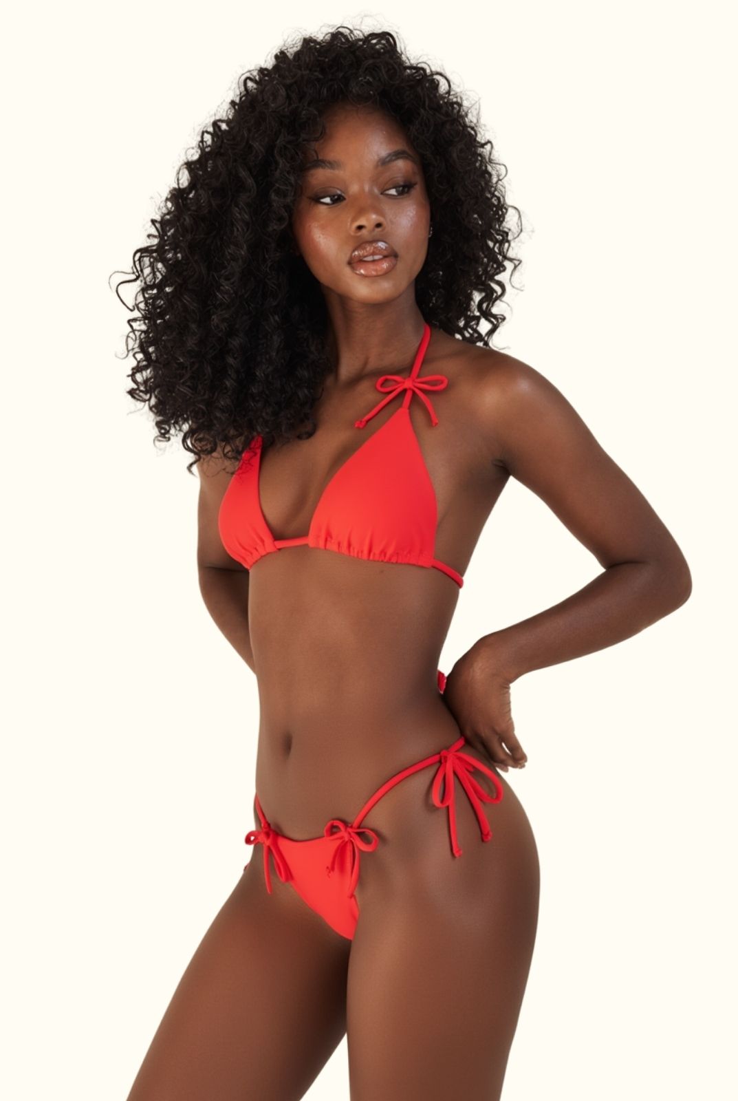 Blush Tie Detail Triangle Bikini Set
