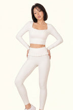 Ballet Ruffled Trim Sculpt Long Sleeve Active Set