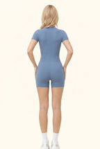 Sleek Zip Front Sculpt Short Jumpsuit