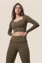 Ballet Ruffled Trim Sculpt Long Sleeve Active Set