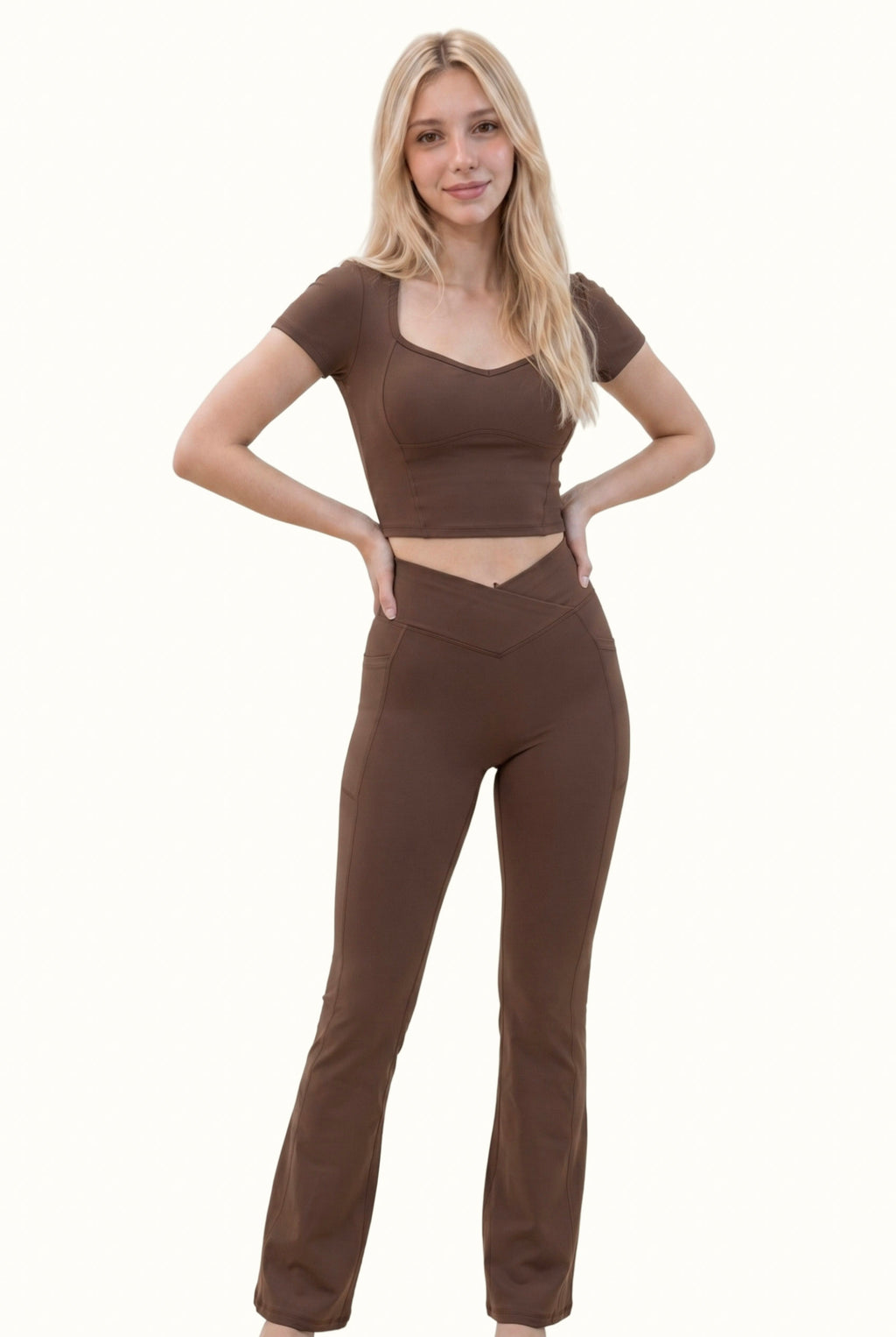 Cap Sleeve Top and Flare Legging Matching Set