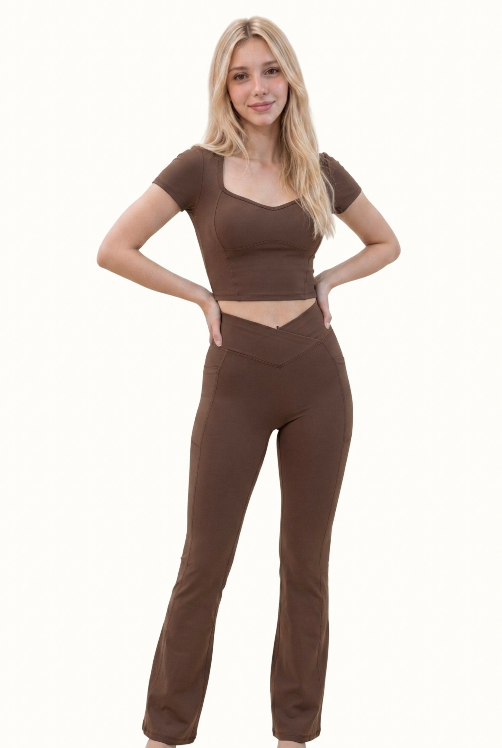 Cap Sleeve Top and Flare Legging Matching Set