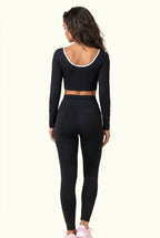 Contrast Trim Ribbon Yoga Matching Set