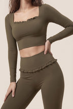 Ballet Ruffled Trim Sculpt Long Sleeve Active Set