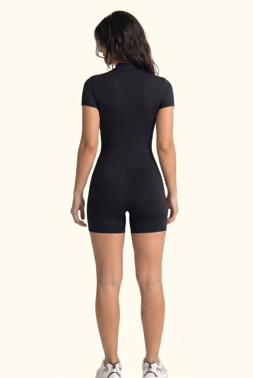 Sleek Zip Front Sculpt Short Jumpsuit