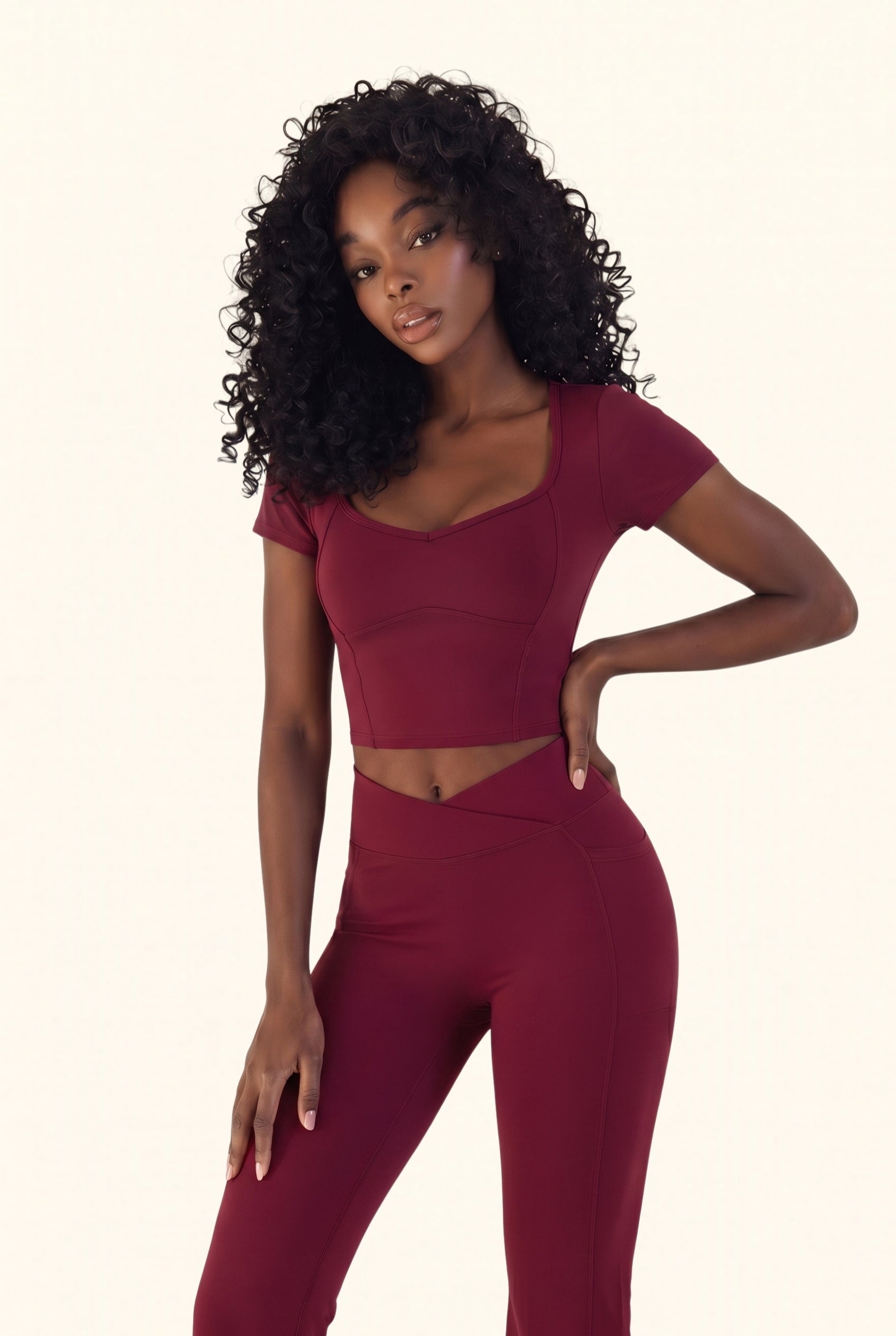 Cap Sleeve Top and Flare Legging Matching Set