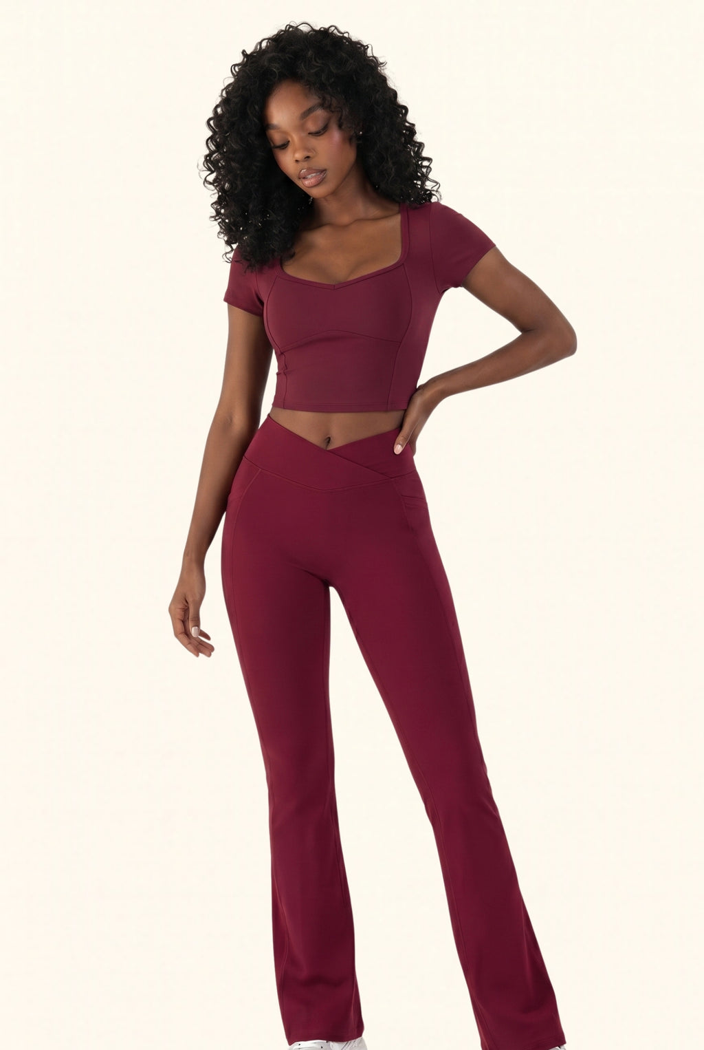 Cap Sleeve Top and Flare Legging Matching Set