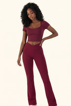 Cap Sleeve Top and Flare Legging Matching Set