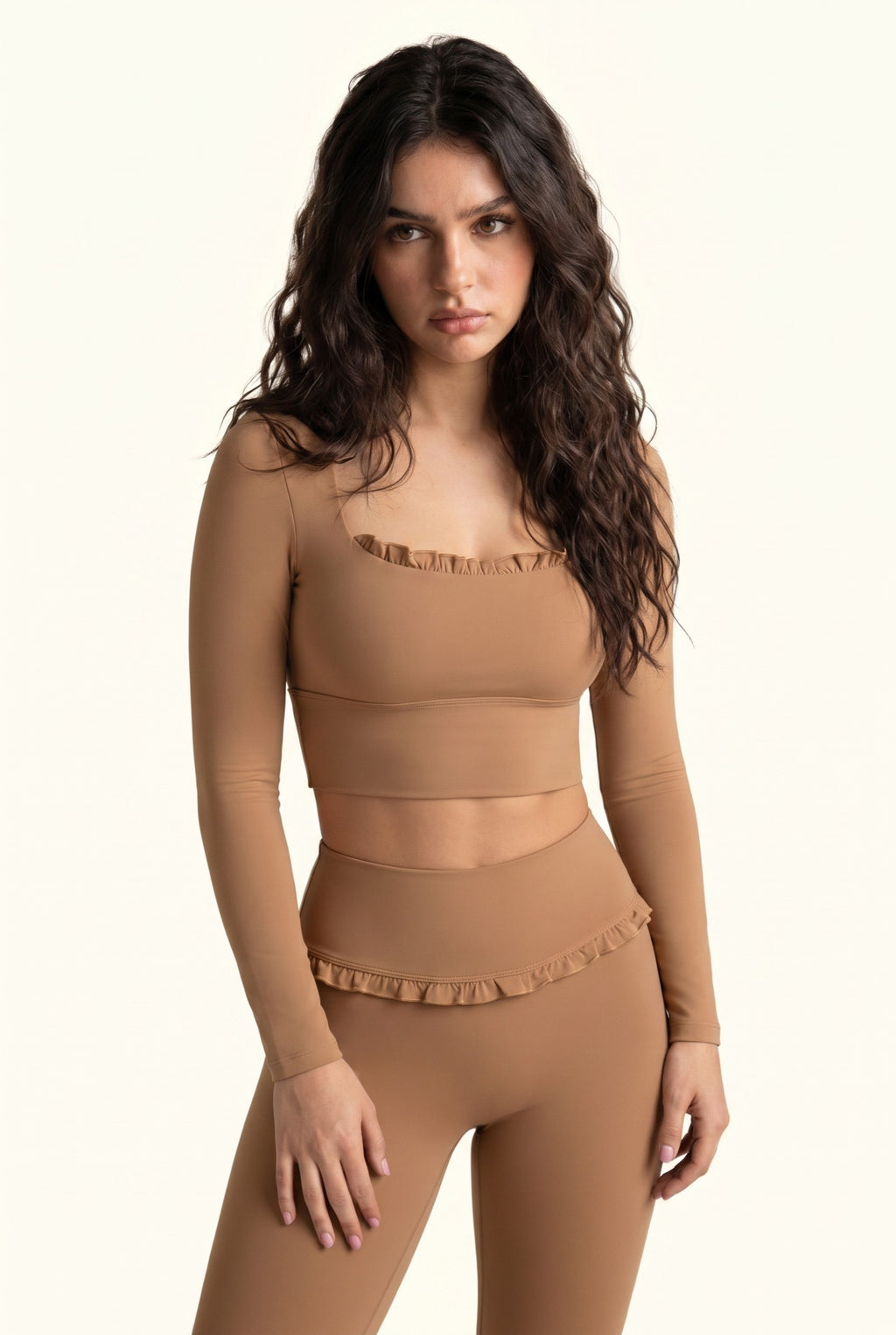 Ballet Ruffled Trim Sculpt Long Sleeve Active Set