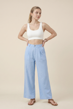 Pantalón de pernera ancha fluido de talle alto