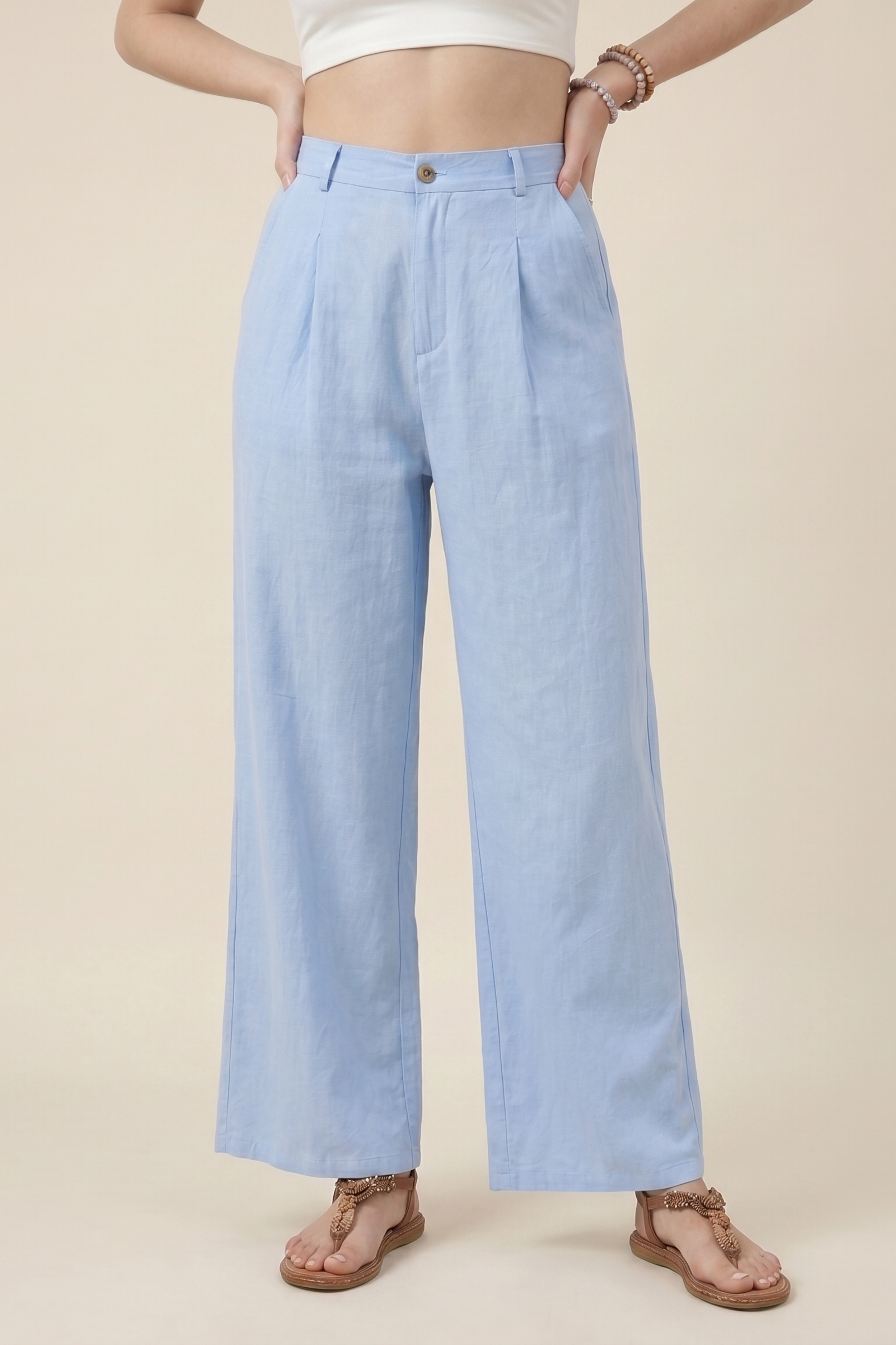 Pantalón de pernera ancha fluido de talle alto