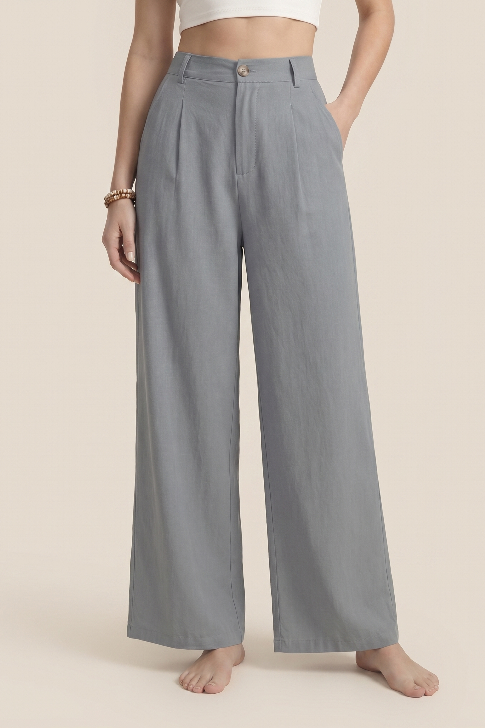 Pantalón de pernera ancha fluido de talle alto