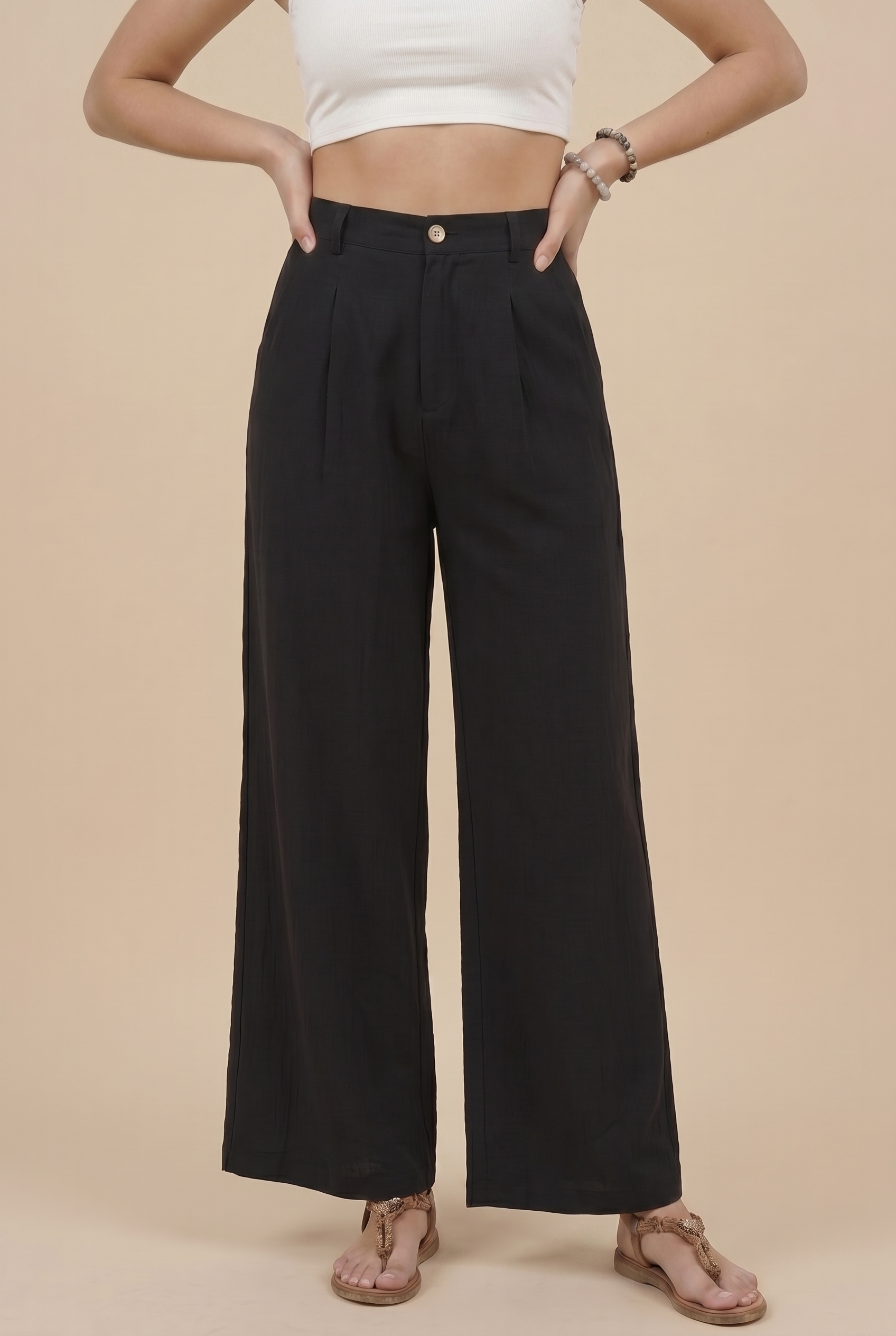 Pantalón de pernera ancha fluido de talle alto