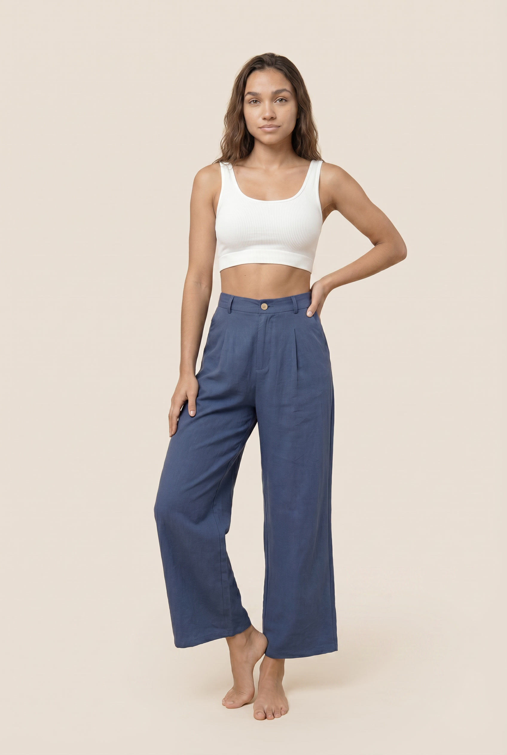 Pantalón de pernera ancha fluido de talle alto
