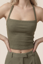 Top camisola contorneado de canalé sin costuras