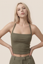 Top camisola contorneado de canalé sin costuras