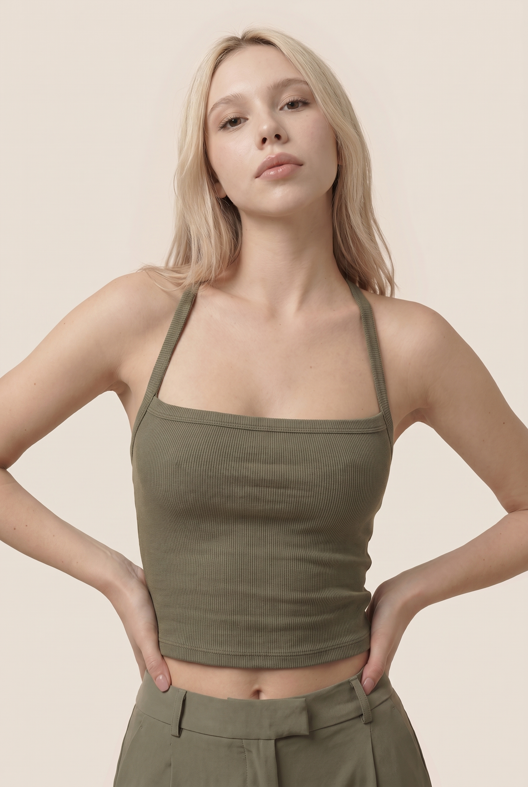 Top camisola contorneado de canalé sin costuras