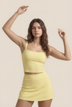 [prioridade] Conjunto de chándal de mujer de 2 piezas, sexy sujetador deportivo y falda corta de cintura alta, para gimnasio, fitness, sin mangas, traje de entrenamiento, ropa deportiva