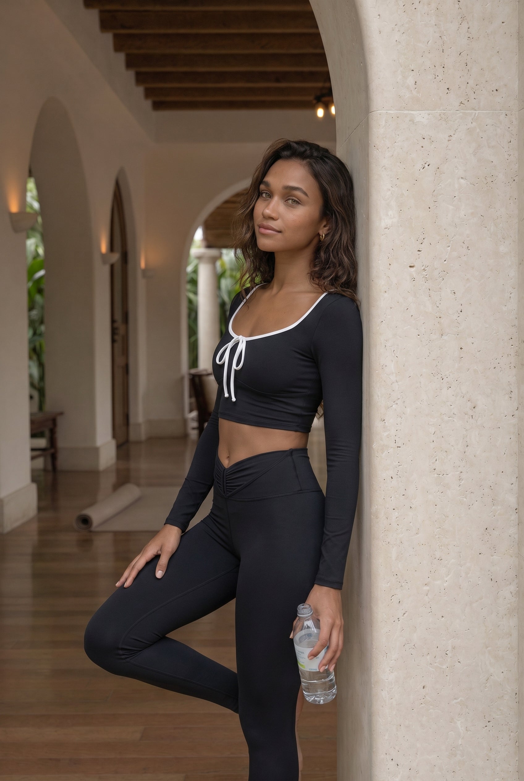 Conjunto de yoga a juego con ribete en contraste