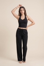 [PRIORIDAD] Conjuntos de gimnasio para mujer, chaleco con cuello en V, pantalones holgados, trajes deportivos, entrenamiento, yoga, atlético, informal, 2 piezas, chándales