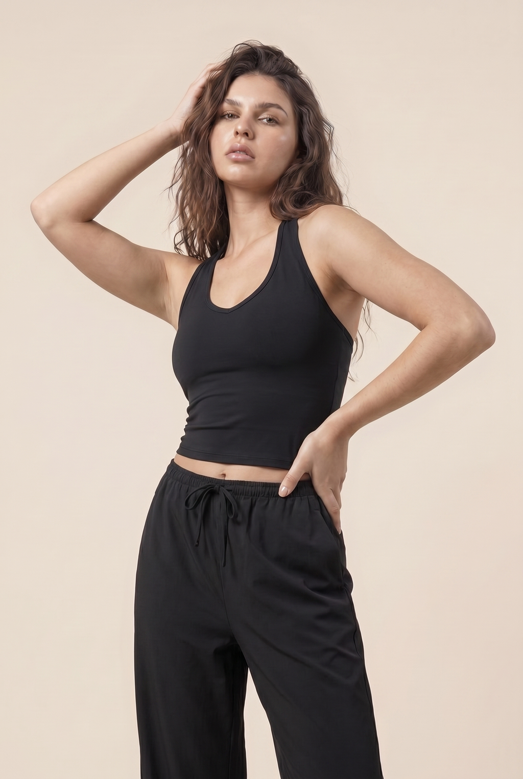 [PRIORIDAD] Conjuntos de gimnasio para mujer, chaleco con cuello en V, pantalones holgados, trajes deportivos, entrenamiento, yoga, atlético, informal, 2 piezas, chándales