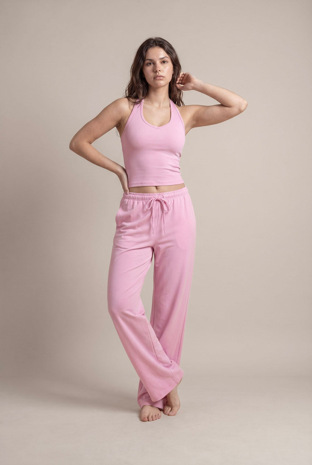 [PRIORIDAD] Conjuntos de gimnasio para mujer, chaleco con cuello en V, pantalones holgados, trajes deportivos, entrenamiento, yoga, atlético, informal, 2 piezas, chándales
