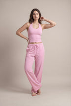 [PRIORIDAD] Conjuntos de gimnasio para mujer, chaleco con cuello en V, pantalones holgados, trajes deportivos, entrenamiento, yoga, atlético, informal, 2 piezas, chándales
