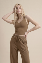 [PRIORIDAD] Conjuntos de gimnasio para mujer, chaleco con cuello en V, pantalones holgados, trajes deportivos, entrenamiento, yoga, atlético, informal, 2 piezas, chándales