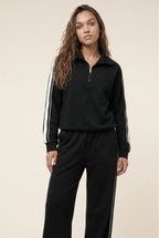 [PRIORIDADE] Conjunto deportivo casual de dos piezas para mujer, otoño, estilo retro, color sólido, sudadera con cremallera, pantalones de pernera ancha con cordón en la cintura, ropa de calle