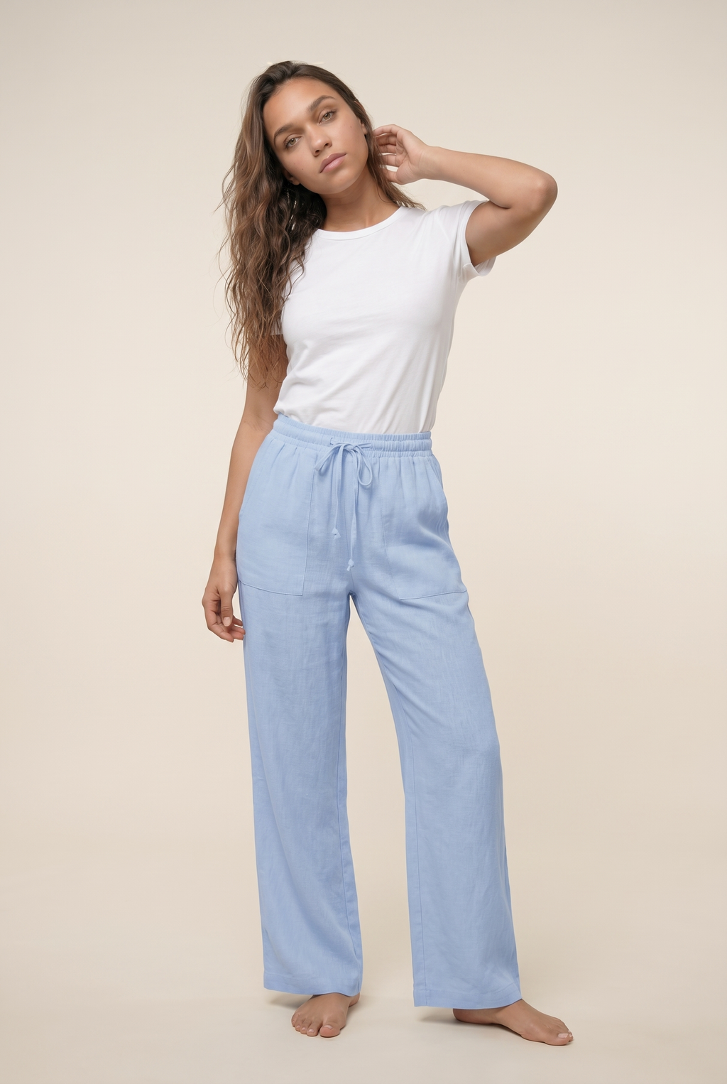 Luxe Woven Wide Leg Drawstring Pant