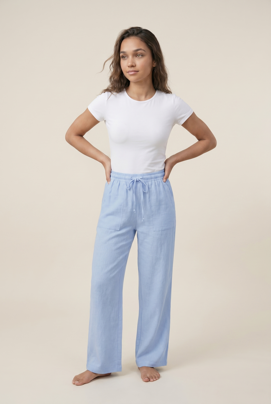 Luxe Woven Wide Leg Drawstring Pant