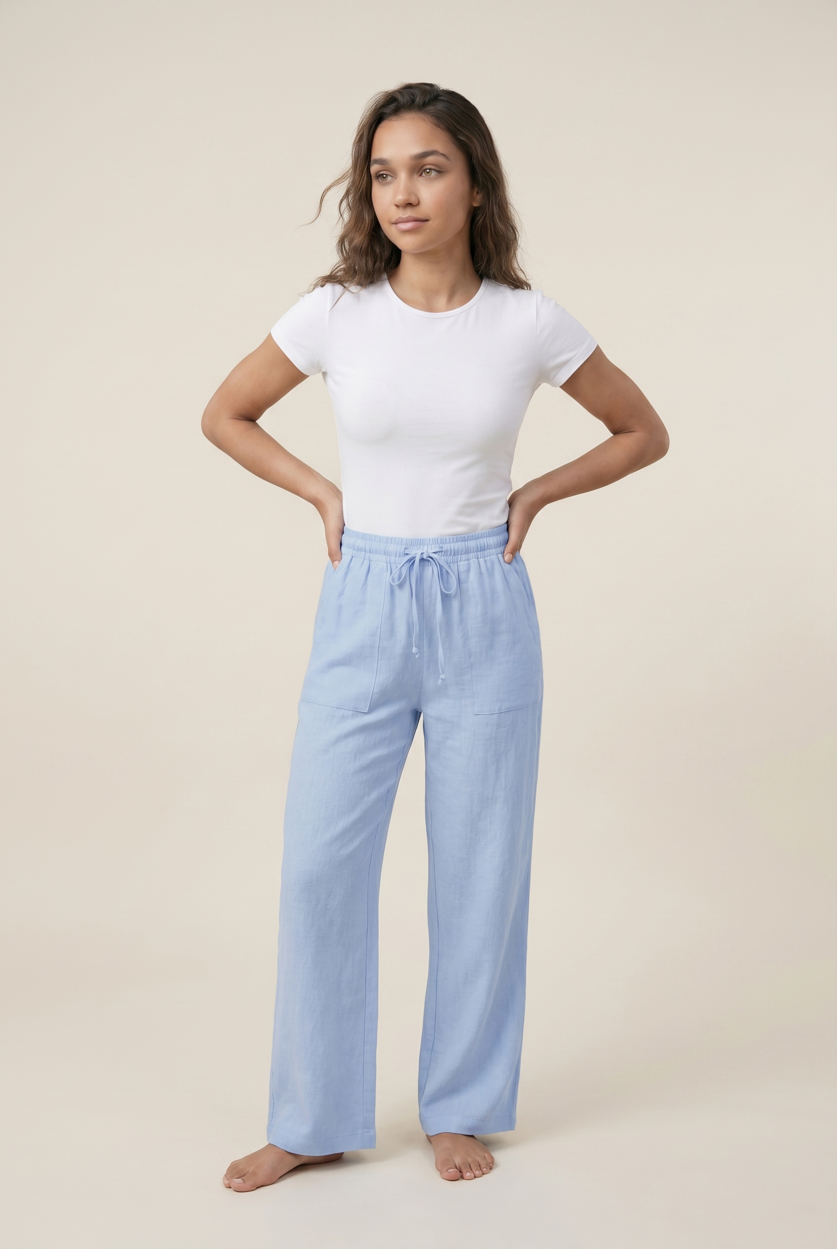 Luxe Woven Wide Leg Drawstring Pant