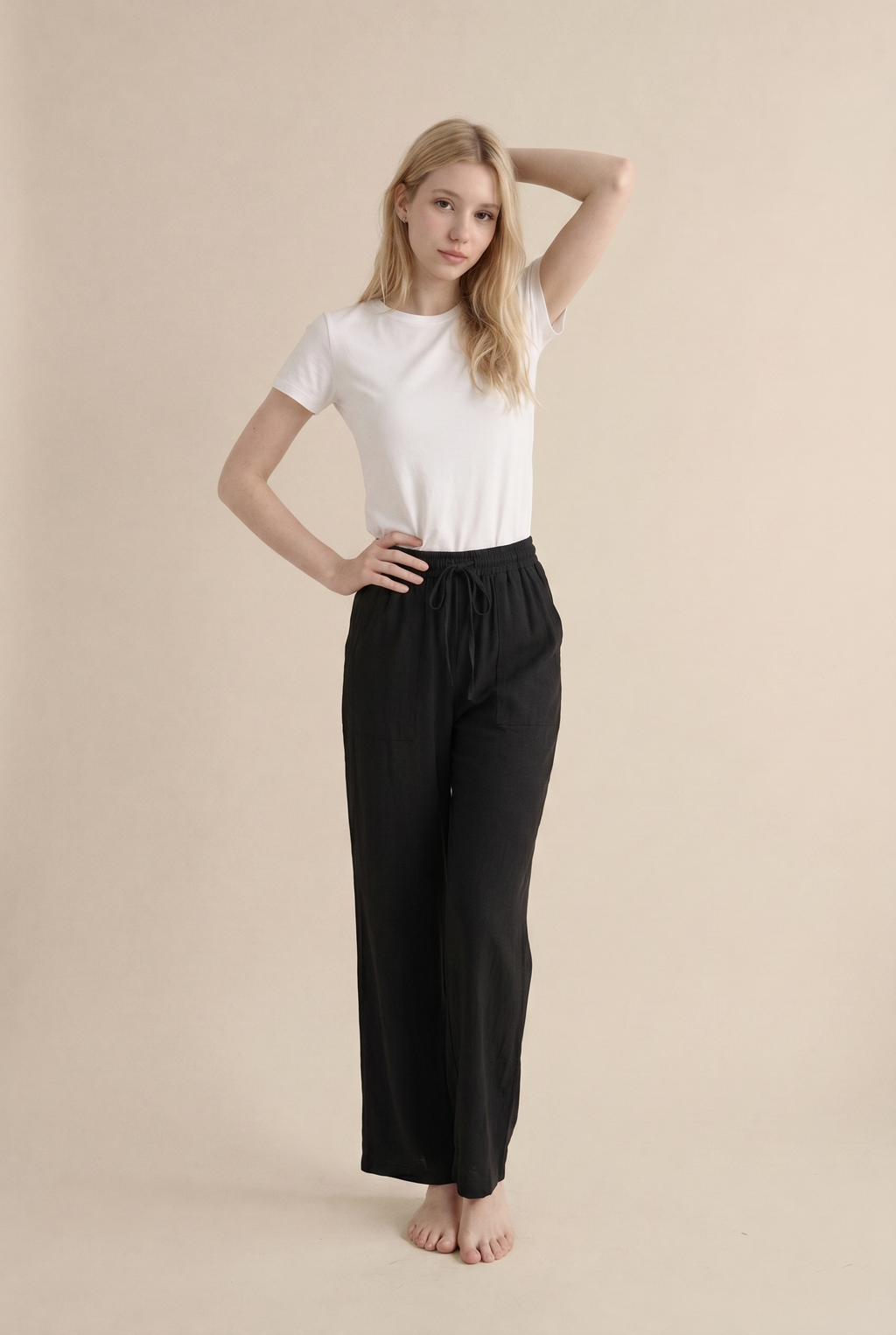 Luxe Woven Wide Leg Drawstring Pant