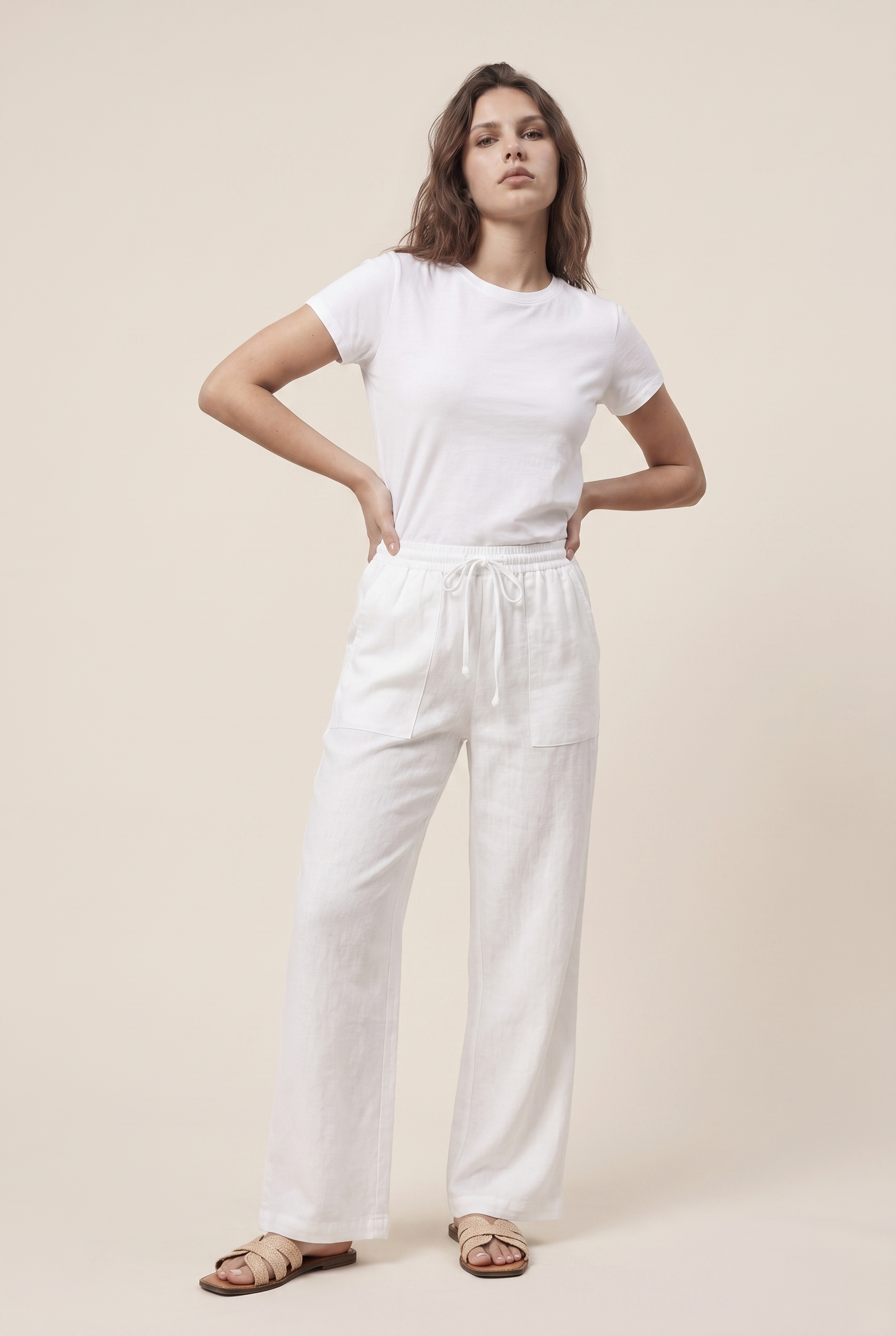Luxe Woven Wide Leg Drawstring Pant