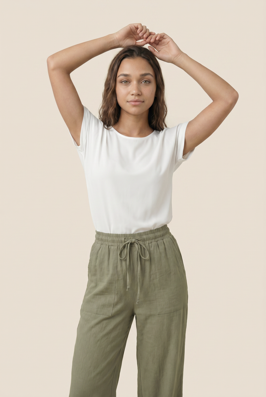 Luxe Woven Wide Leg Drawstring Pant