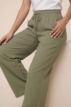 Luxe Woven Wide Leg Drawstring Pant