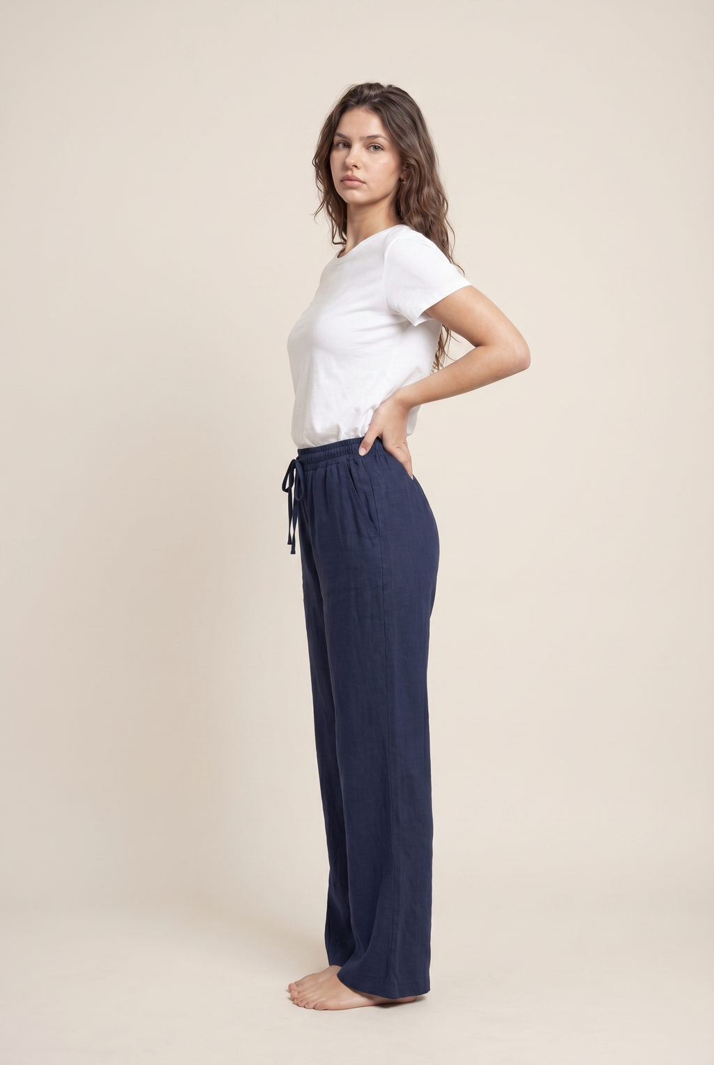 Luxe Woven Wide Leg Drawstring Pant